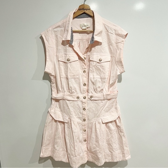 Anthropologie Utility Mini Dress Pink Barbiecore - Picture 11 of 11